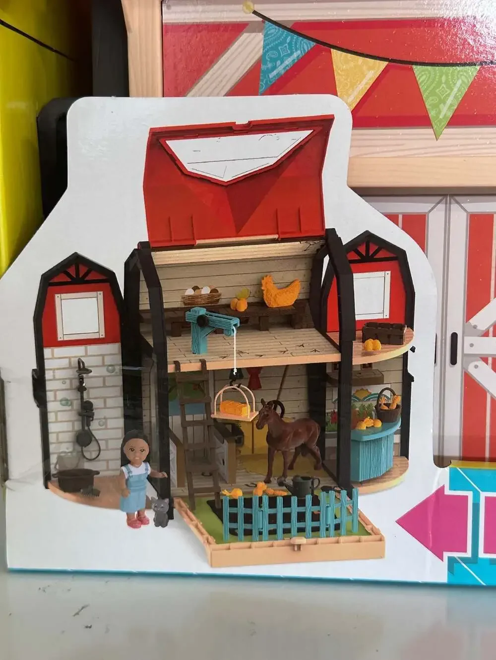 KidKraft Tote-ables Portable Barn Dollhouse with 30 Accessories - Kids Gift